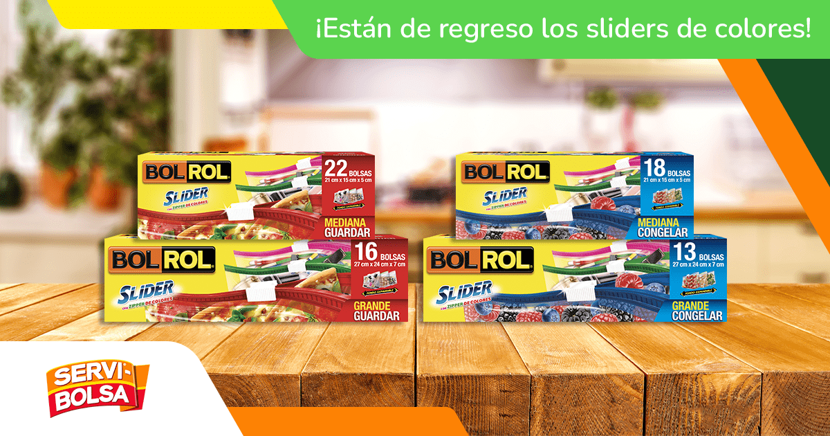 bolsas para alimentos marca bol rol con slider de colores