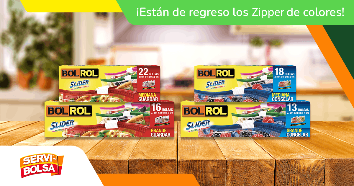 bolsas para alimentos marca bol rol con slider de colores